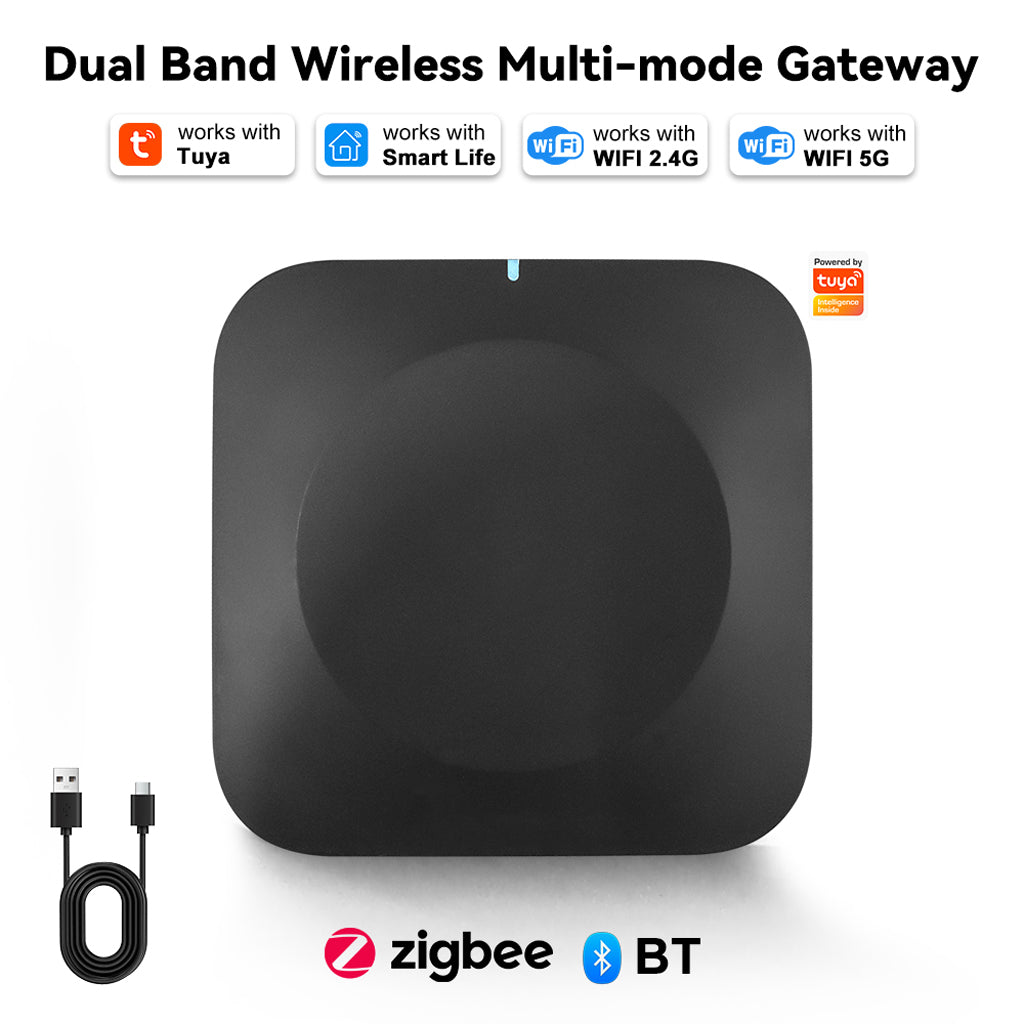 Professional Dual Band Zigbee & Bluetooth Multi-Mode Gateway | Tuya Smart Home Hub, 2.4G/5G WiFi, Up to 128 Devices Support, Local Control, Long Range 40m Coverage