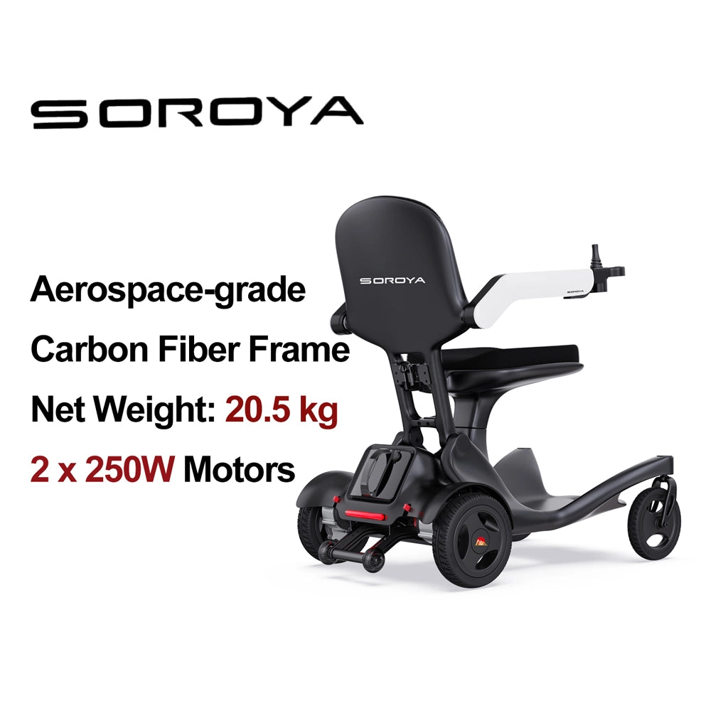 SOROYA Foldable Electric Wheelchair for Seniors – Lightweight Portable Mobility Scooter with 20Ah Lithium Battery, Long Range, Dual Motor, Travel-Friendly