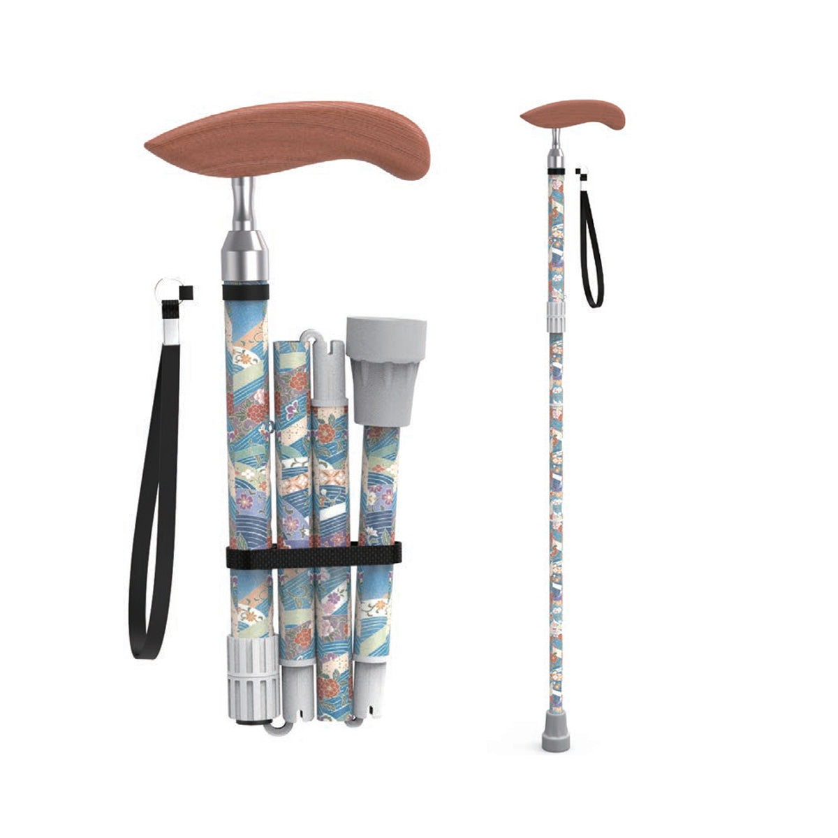 Printed Folding Cane for Seniors Men Women – Lightweight Adjustable Carbon Fiber Walking Stick for Travel & Daily Use