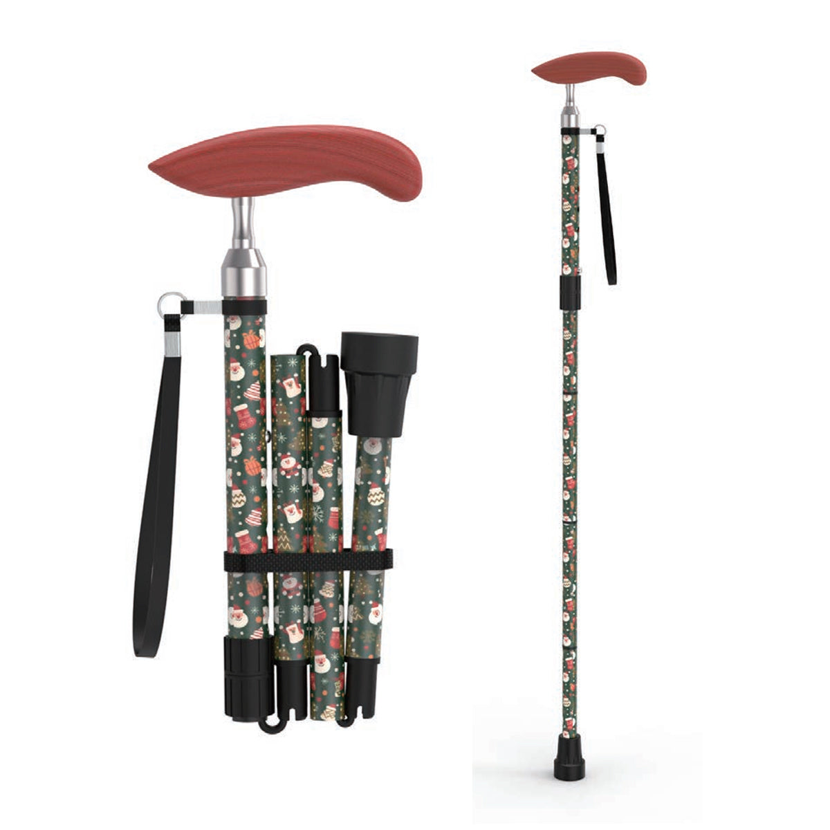 Printed Folding Cane for Seniors Men Women – Lightweight Adjustable Carbon Fiber Walking Stick for Travel & Daily Use