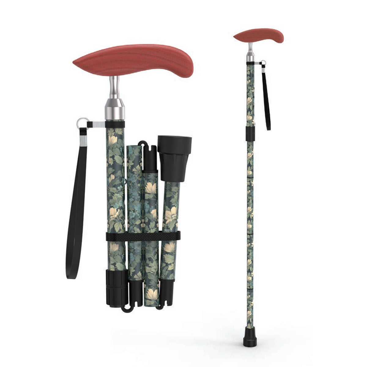 Printed Folding Cane for Seniors Men Women – Lightweight Adjustable Carbon Fiber Walking Stick for Travel & Daily Use