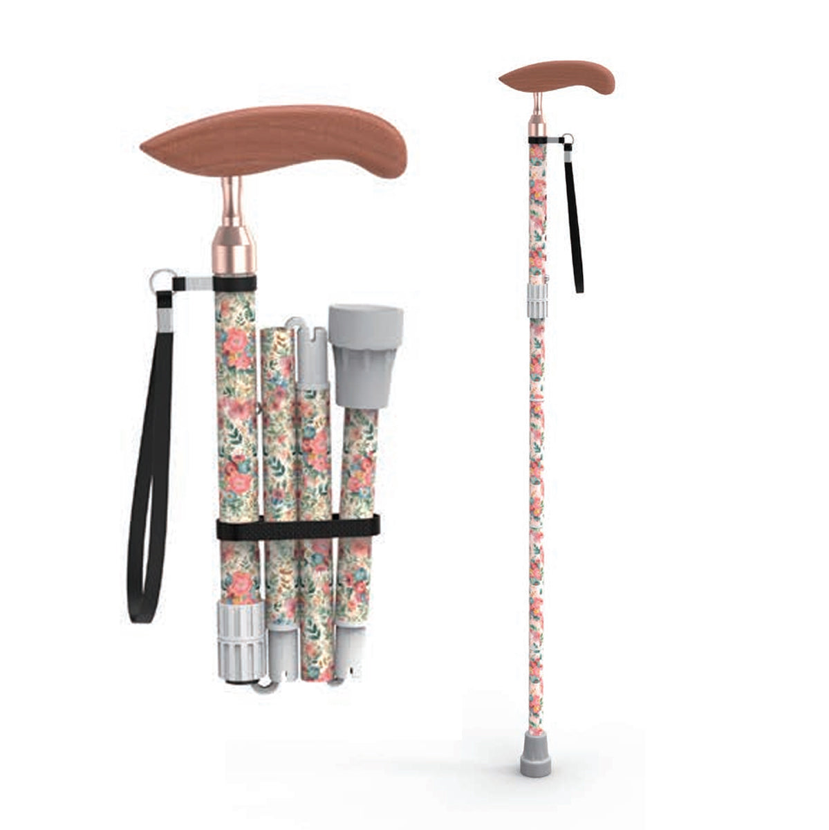 Printed Folding Cane for Seniors Men Women – Lightweight Adjustable Carbon Fiber Walking Stick for Travel & Daily Use