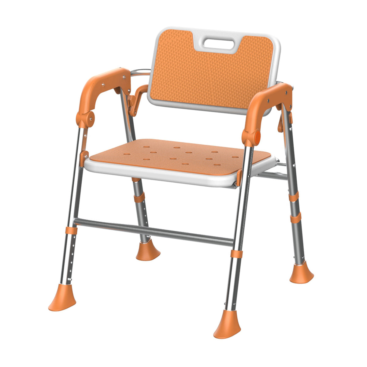 SOROYA Shower Chair for Seniors – Heavy Duty Bath Seat with Back & Arms, Adjustable Height, Non-Slip Aluminum Shower Stool