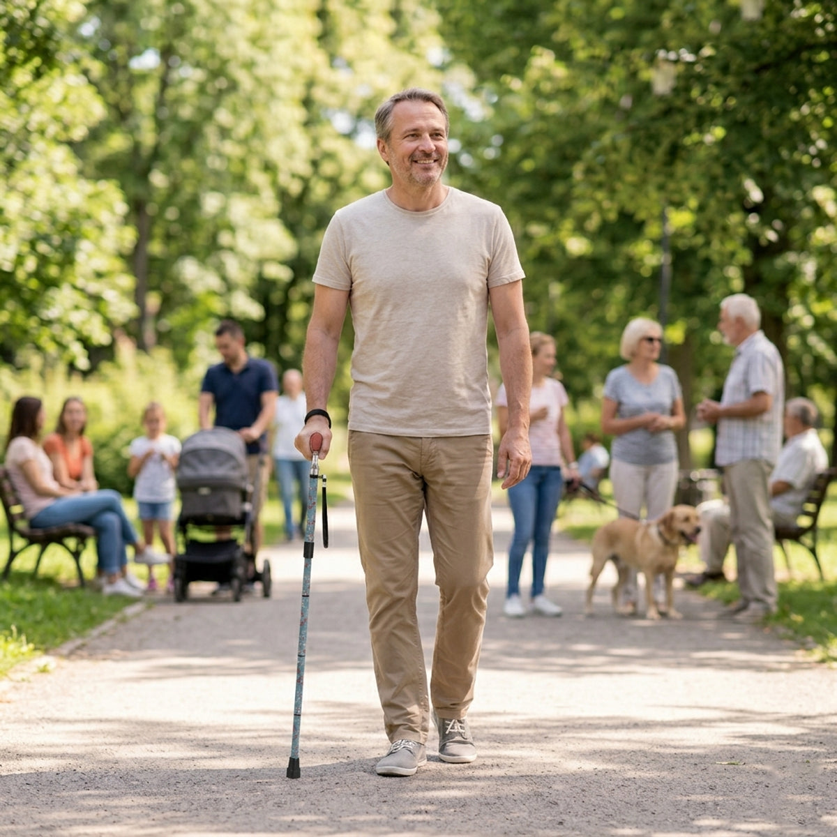 Printed Folding Cane for Seniors Men Women – Lightweight Adjustable Carbon Fiber Walking Stick for Travel & Daily Use
