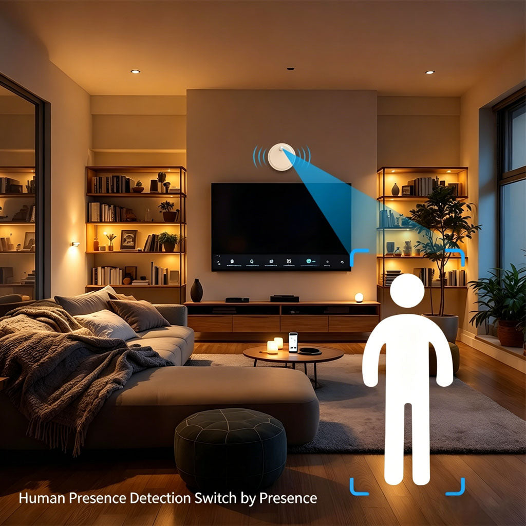 Tuya Smart Human Presence Sensor, 6.3m mmWave Radar & PIR Motion Detector with Light Sensor, 9-Gear Adjustable for Home Automation