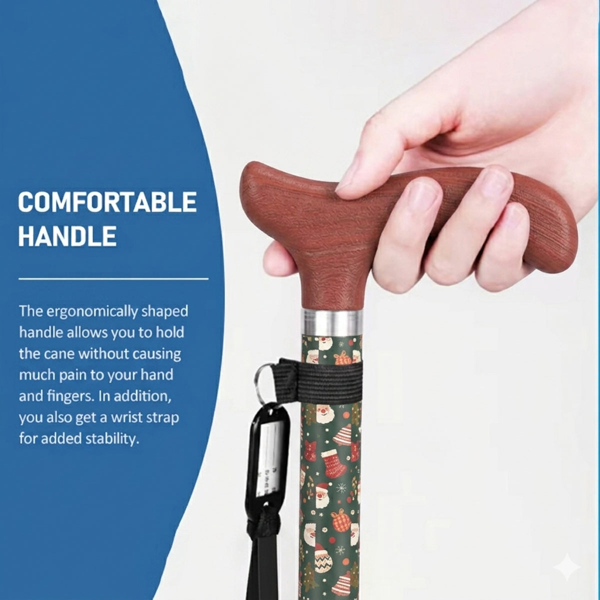 Printed Folding Cane for Seniors Men Women – Lightweight Adjustable Carbon Fiber Walking Stick for Travel & Daily Use