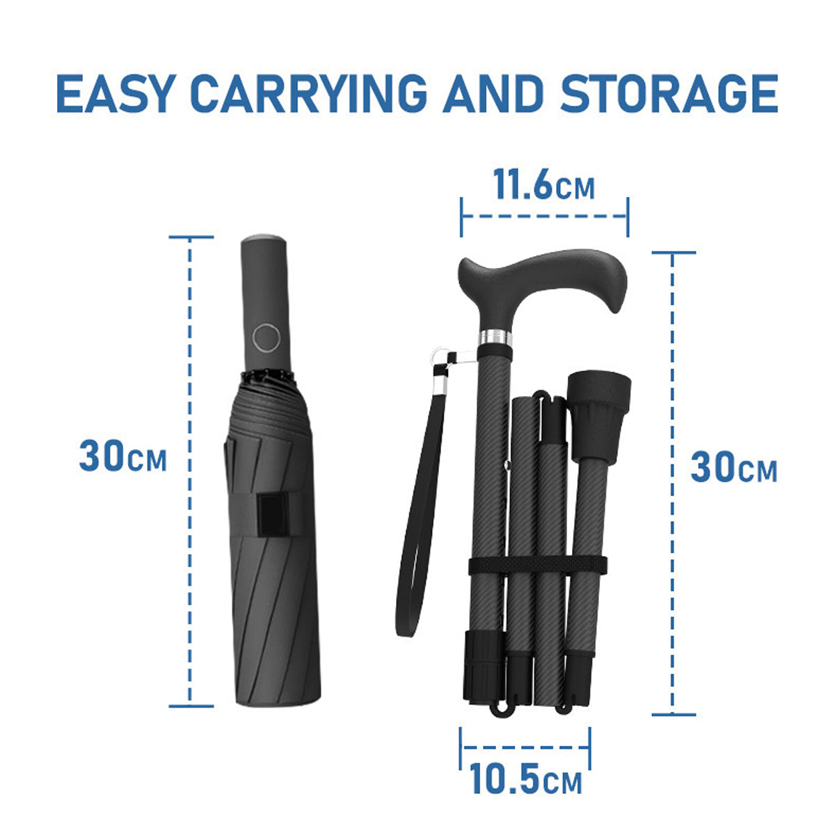 Printed Folding Cane for Seniors Men Women – Lightweight Adjustable Carbon Fiber Walking Stick for Travel & Daily Use