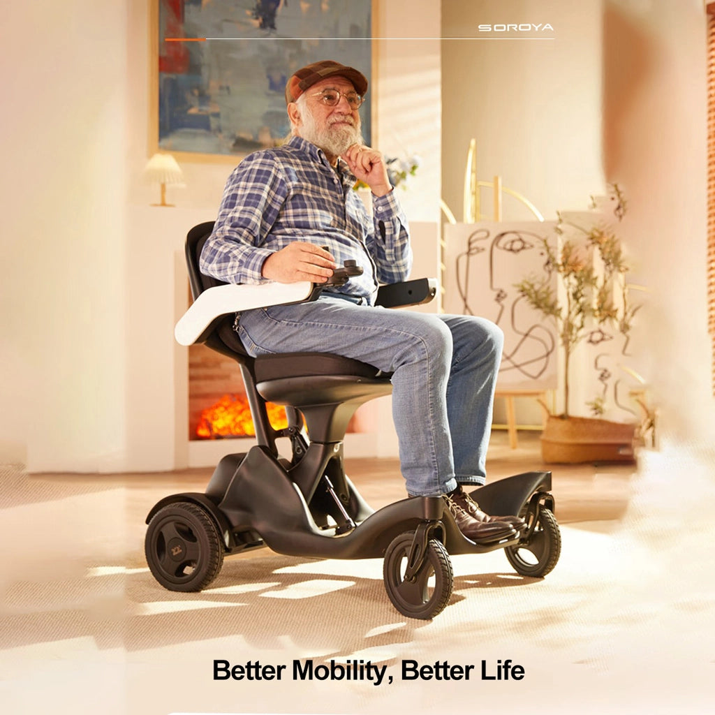 SOROYA Foldable Electric Wheelchair for Seniors – Lightweight Portable Mobility Scooter with 20Ah Lithium Battery, Long Range, Dual Motor, Travel-Friendly