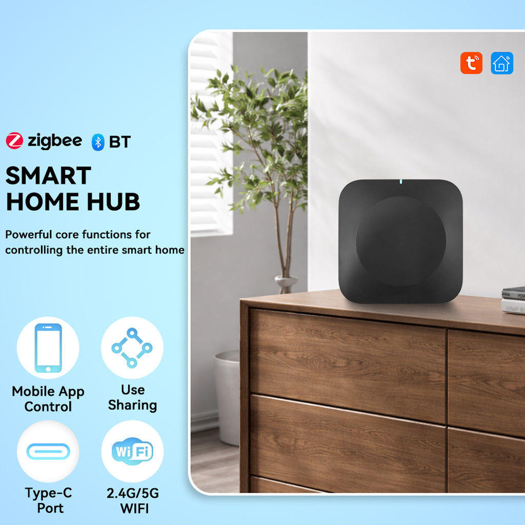 Professional Dual Band Zigbee & Bluetooth Multi-Mode Gateway | Tuya Smart Home Hub, 2.4G/5G WiFi, Up to 128 Devices Support, Local Control, Long Range 40m Coverage