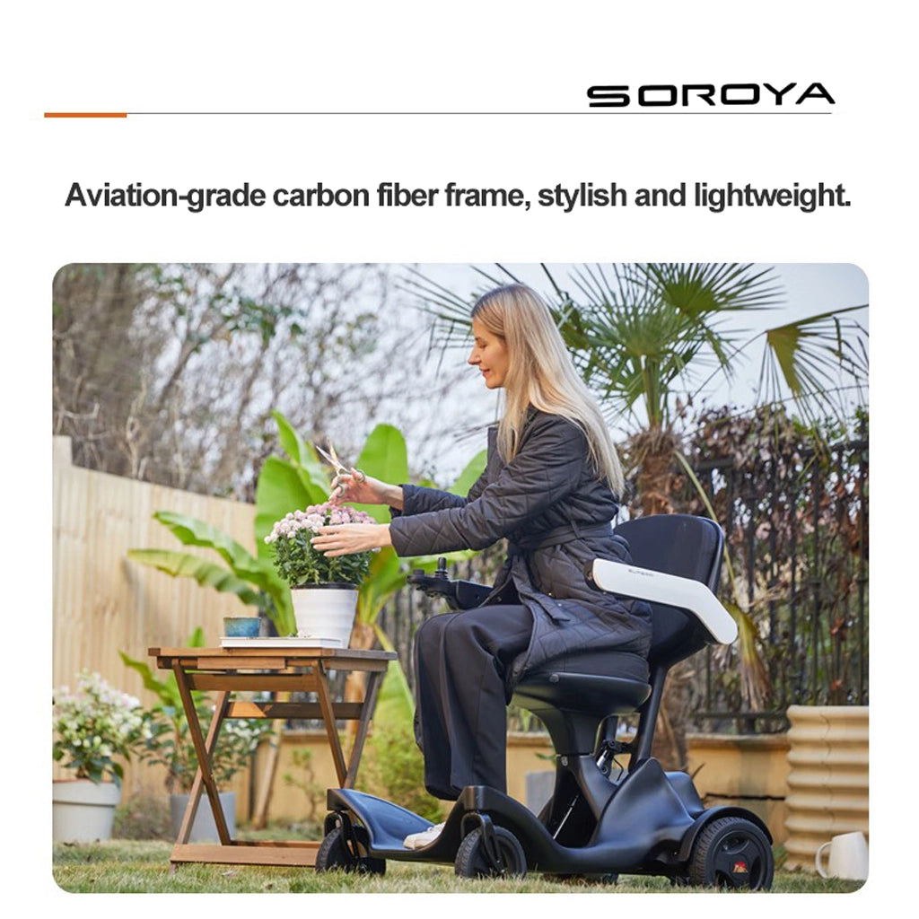 SOROYA Foldable Electric Wheelchair for Seniors – Lightweight Portable Mobility Scooter with 20Ah Lithium Battery, Long Range, Dual Motor, Travel-Friendly