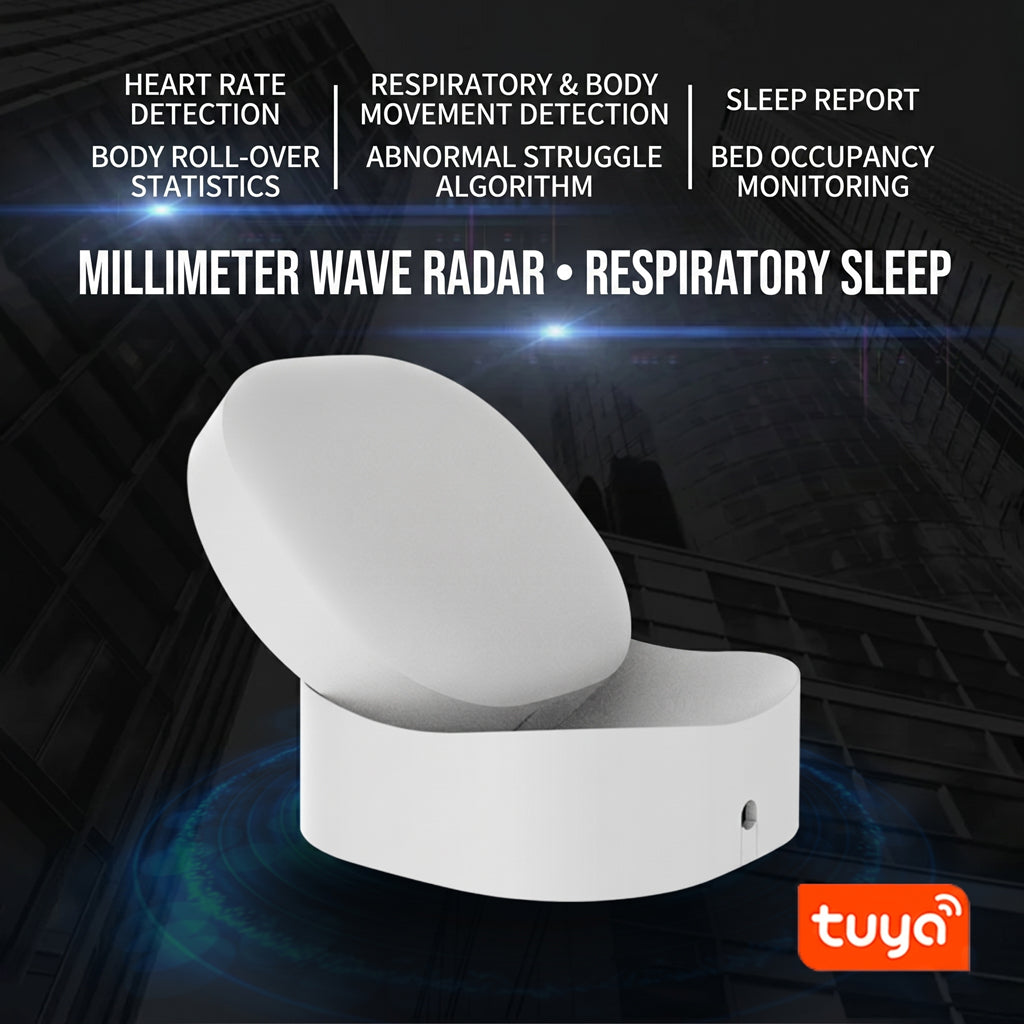 Smart Sleep Health Monitor for Seniors | Non-Wearable 60G Radar Sensor with Tuya App, Real-Time Vital Signs, Bed Exit & Abnormal Vital Alerts