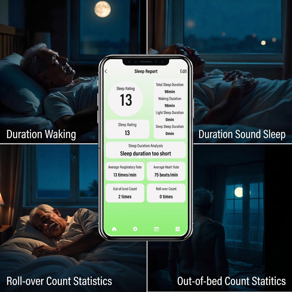 Smart Sleep Health Monitor for Seniors | Non-Wearable 60G Radar Sensor with Tuya App, Real-Time Vital Signs, Bed Exit & Abnormal Vital Alerts