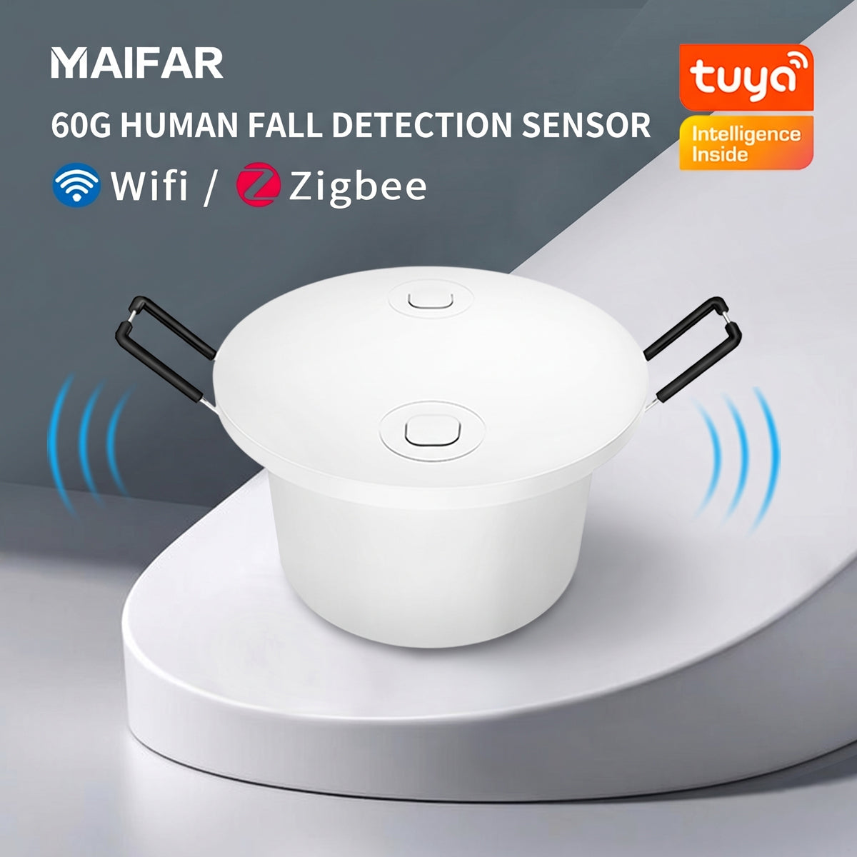 60GHz mmWave Radar Fall Detection Sensor - Wearable-Free Human Presence Monitor & Bathroom Fall Alarm for Elderly Care, Privacy-Safe No Camera, WiFi/Zigbee App Real-Time Alerts