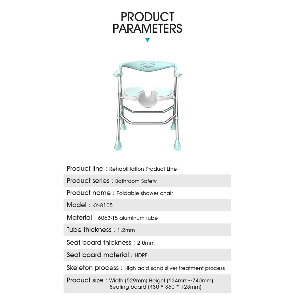 SOROYA U-Shaped Shower Chair for Seniors – Adjustable Bath Seat with Arms, Easy-Clean Cut-Out Design, Non-Slip Heavy Duty Support