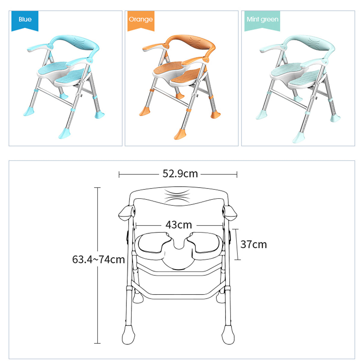 SOROYA U-Shaped Shower Chair for Seniors – Adjustable Bath Seat with Arms, Easy-Clean Cut-Out Design, Non-Slip Heavy Duty Support