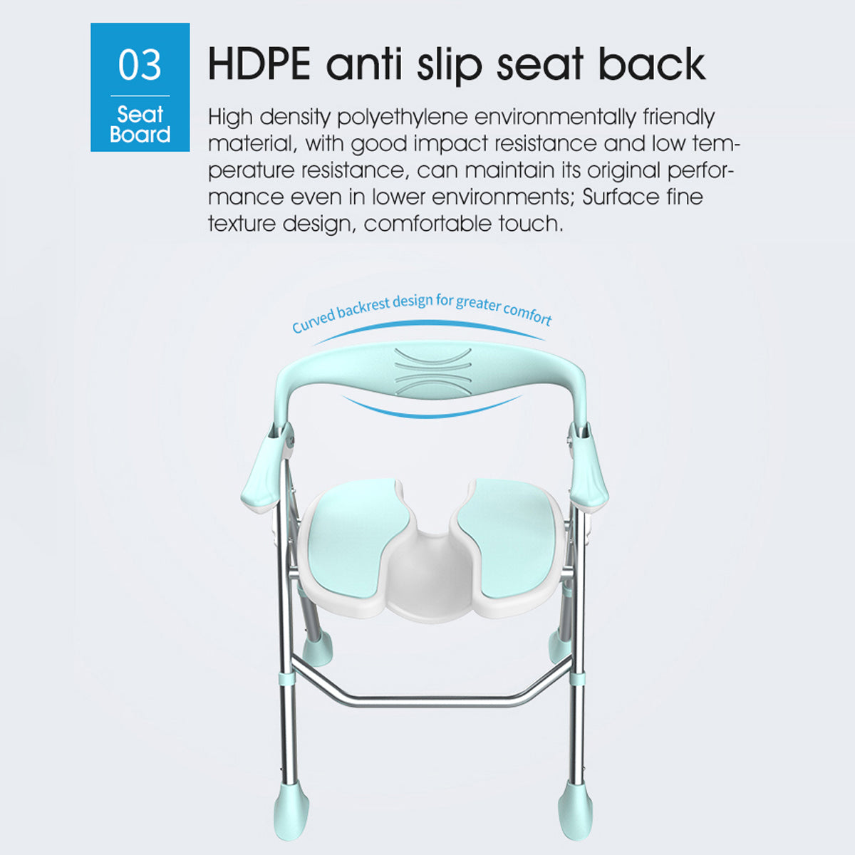 SOROYA U-Shaped Shower Chair for Seniors – Adjustable Bath Seat with Arms, Easy-Clean Cut-Out Design, Non-Slip Heavy Duty Support