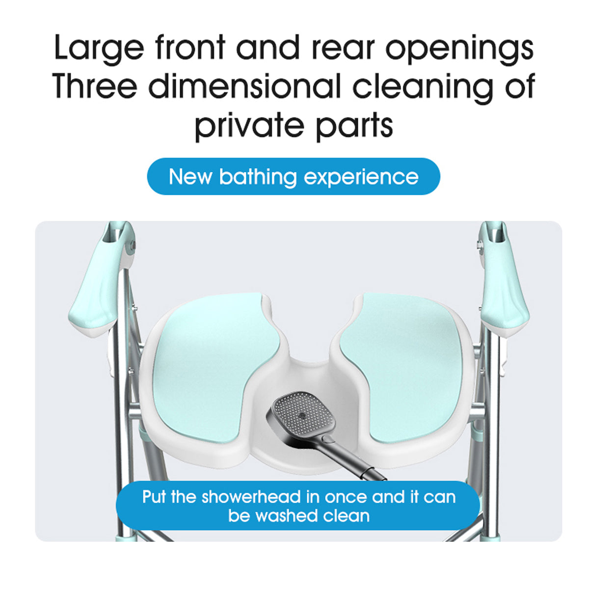 SOROYA U-Shaped Shower Chair for Seniors – Adjustable Bath Seat with Arms, Easy-Clean Cut-Out Design, Non-Slip Heavy Duty Support