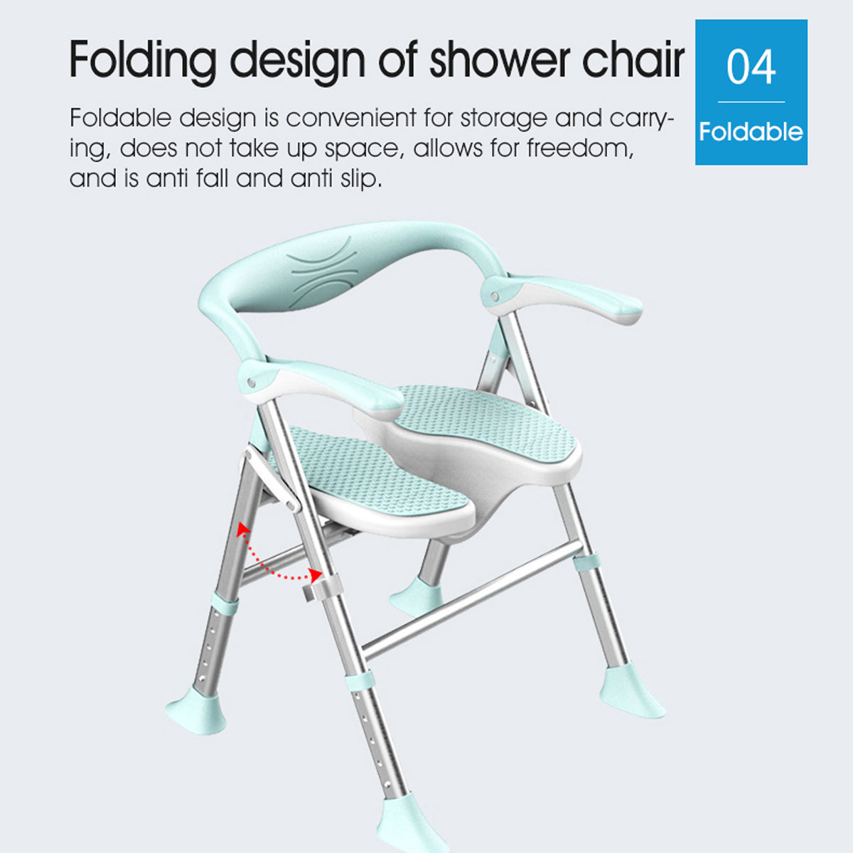 SOROYA U-Shaped Shower Chair for Seniors – Adjustable Bath Seat with Arms, Easy-Clean Cut-Out Design, Non-Slip Heavy Duty Support