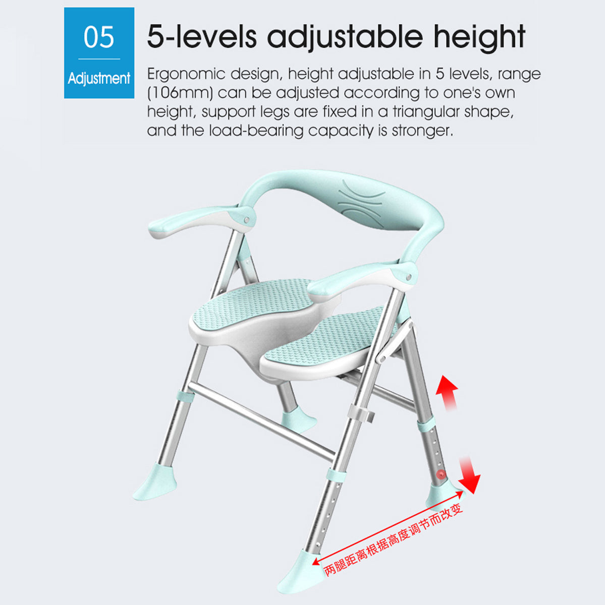 SOROYA U-Shaped Shower Chair for Seniors – Adjustable Bath Seat with Arms, Easy-Clean Cut-Out Design, Non-Slip Heavy Duty Support