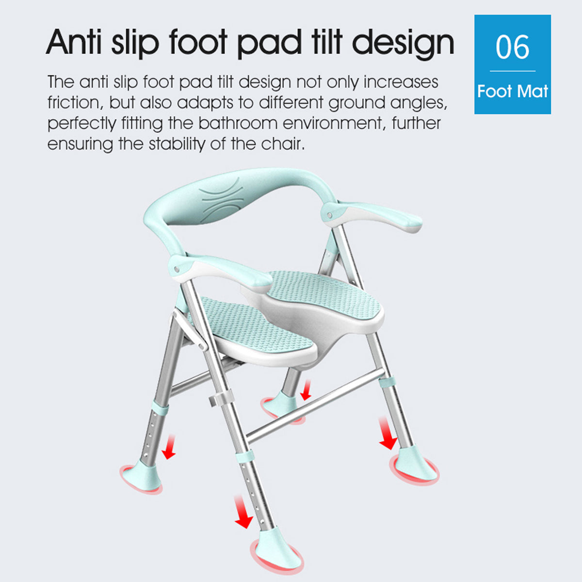 SOROYA U-Shaped Shower Chair for Seniors – Adjustable Bath Seat with Arms, Easy-Clean Cut-Out Design, Non-Slip Heavy Duty Support