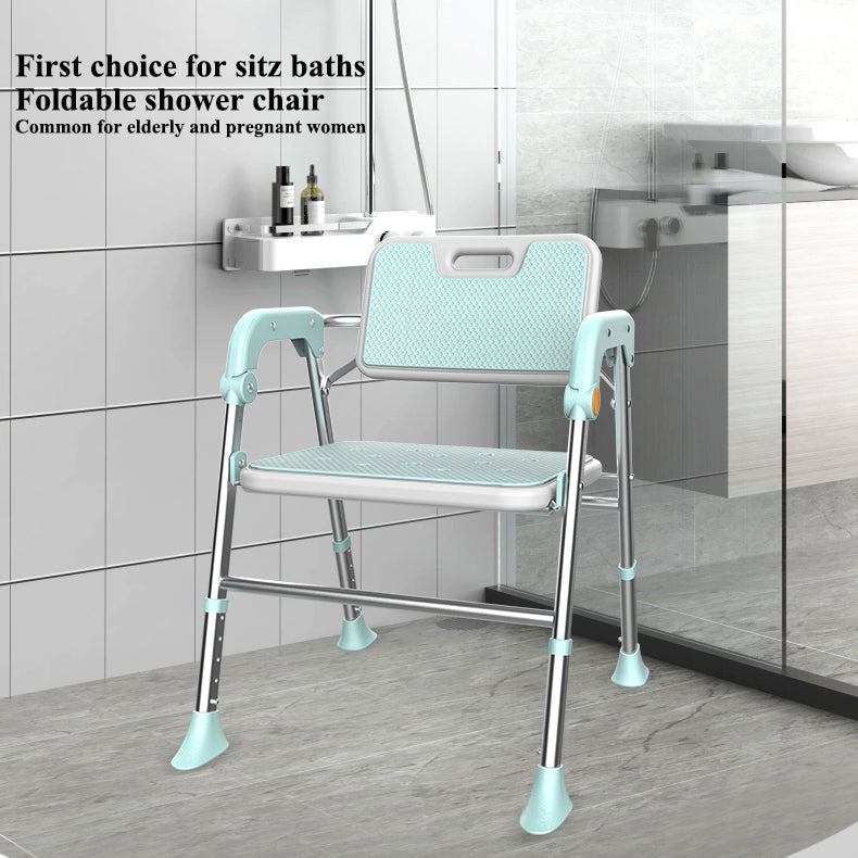 SOROYA Shower Chair for Seniors – Heavy Duty Bath Seat with Back & Arms, Adjustable Height, Non-Slip Aluminum Shower Stool