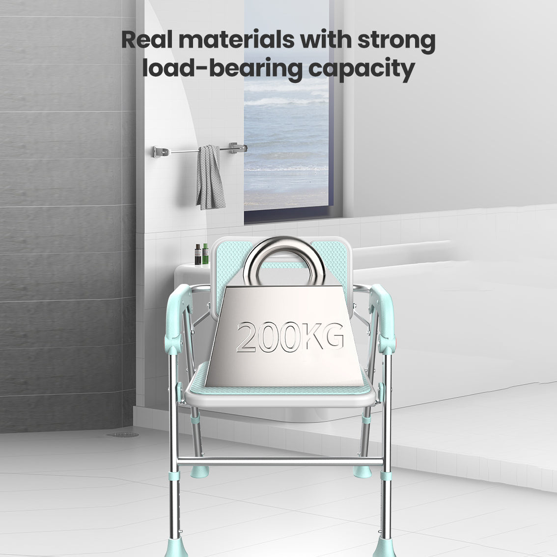 SOROYA Shower Chair for Seniors – Heavy Duty Bath Seat with Back & Arms, Adjustable Height, Non-Slip Aluminum Shower Stool