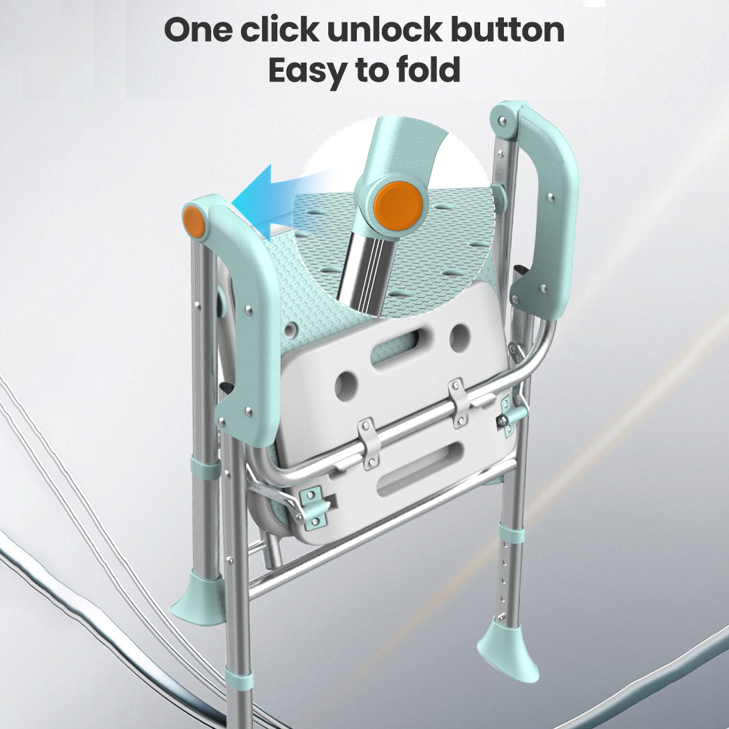 SOROYA Shower Chair for Seniors – Heavy Duty Bath Seat with Back & Arms, Adjustable Height, Non-Slip Aluminum Shower Stool