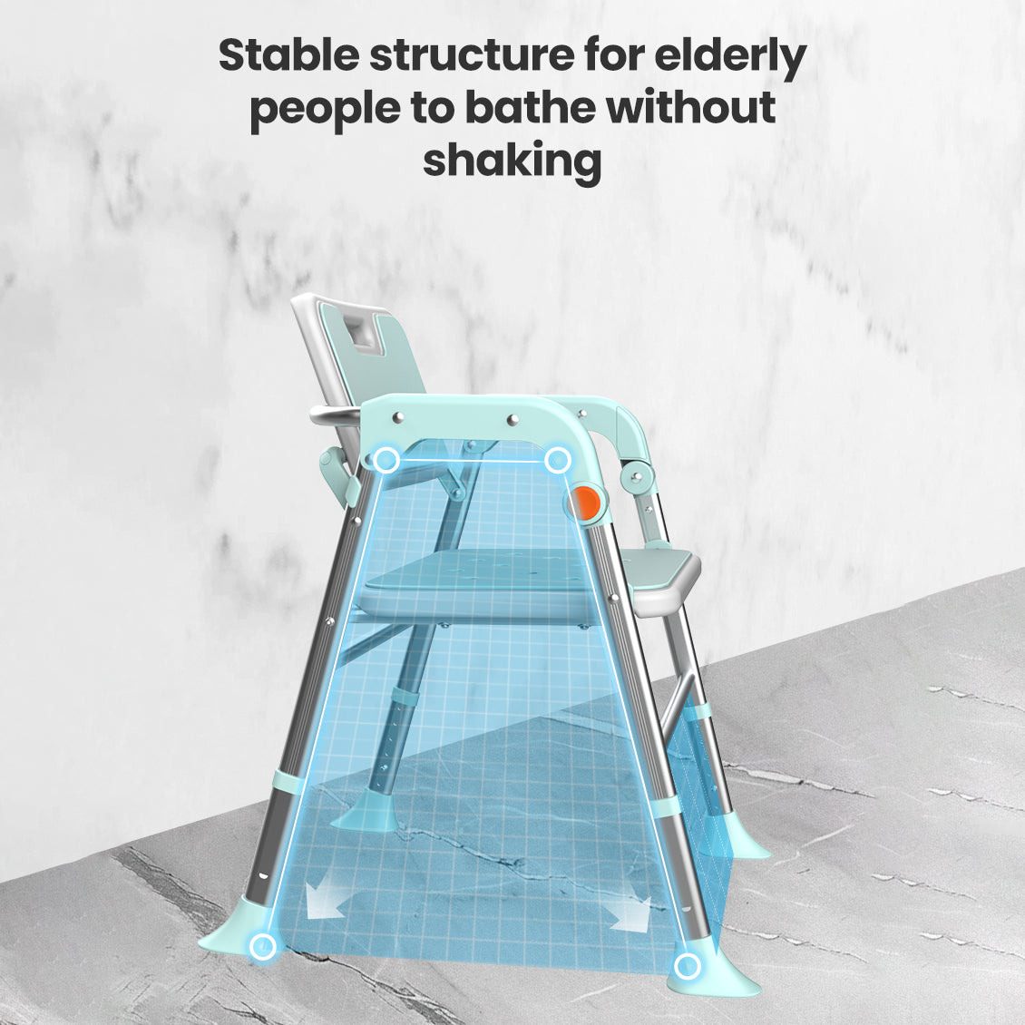SOROYA Shower Chair for Seniors – Heavy Duty Bath Seat with Back & Arms, Adjustable Height, Non-Slip Aluminum Shower Stool