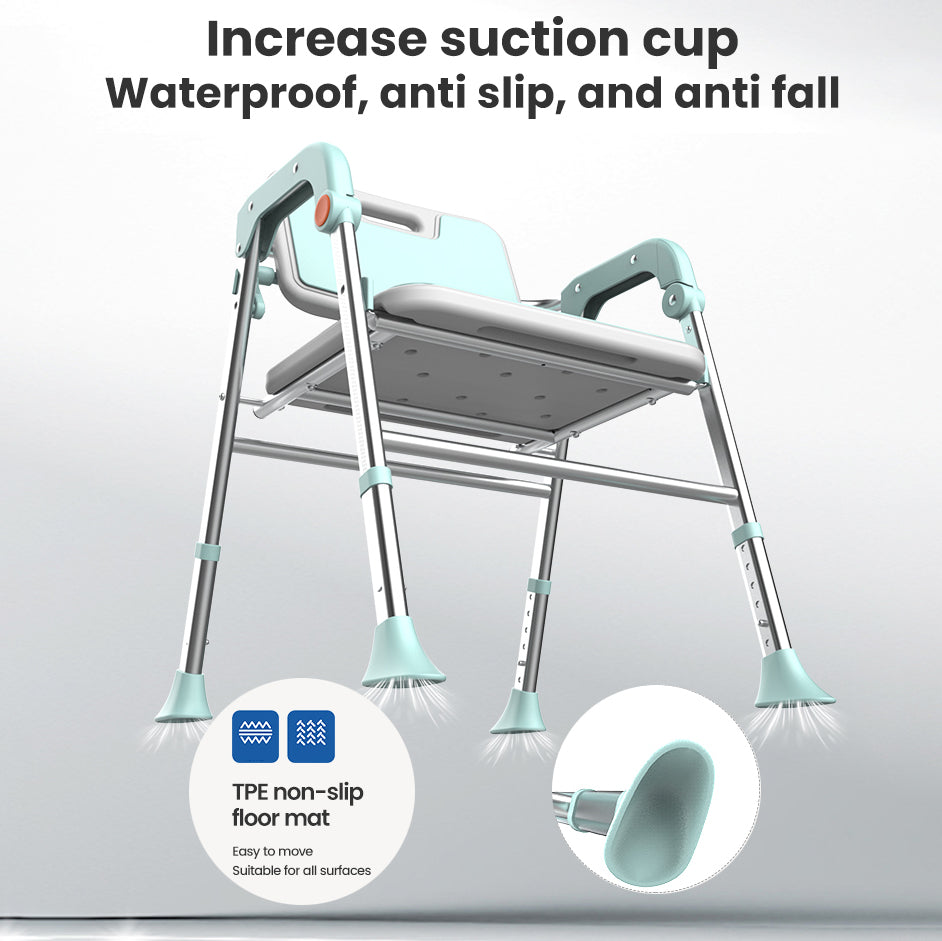 SOROYA Shower Chair for Seniors – Heavy Duty Bath Seat with Back & Arms, Adjustable Height, Non-Slip Aluminum Shower Stool