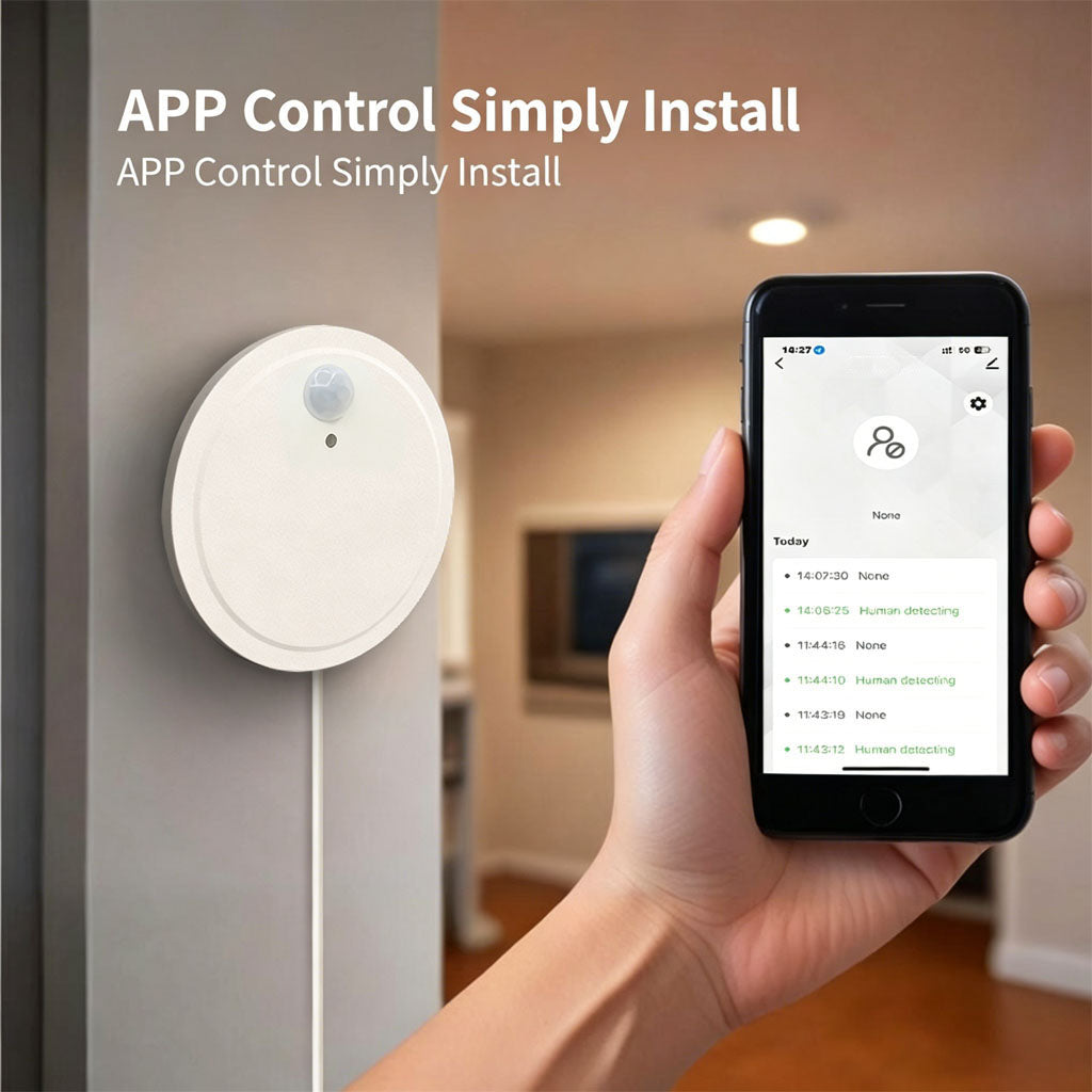 Tuya Smart Human Presence Sensor, 6.3m mmWave Radar & PIR Motion Detector with Light Sensor, 9-Gear Adjustable for Home Automation