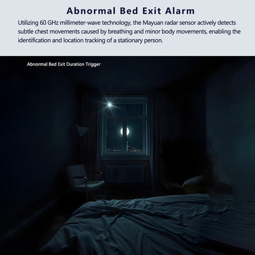 Smart Sleep Health Monitor for Seniors | Non-Wearable 60G Radar Sensor with Tuya App, Real-Time Vital Signs, Bed Exit & Abnormal Vital Alerts